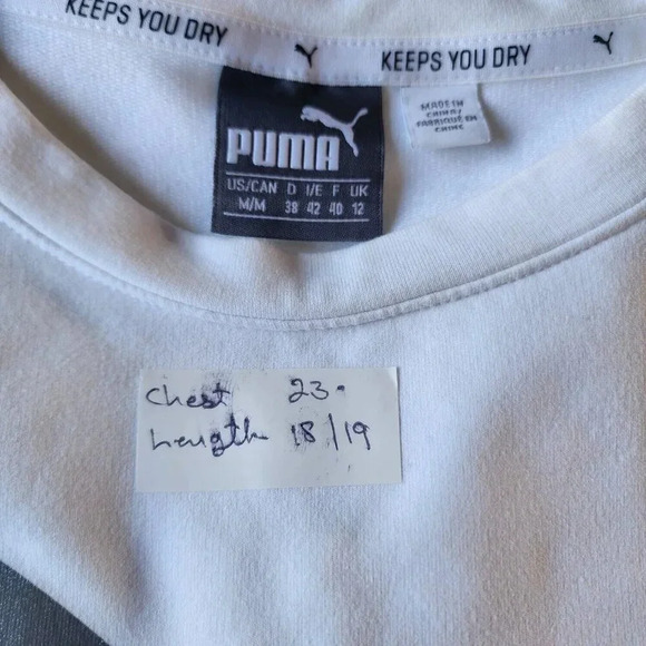 Puma Top Blouse Women's Medium Gray Nu-Tility Logo Long Sleeve Crew Neck - Picture 4 of 8